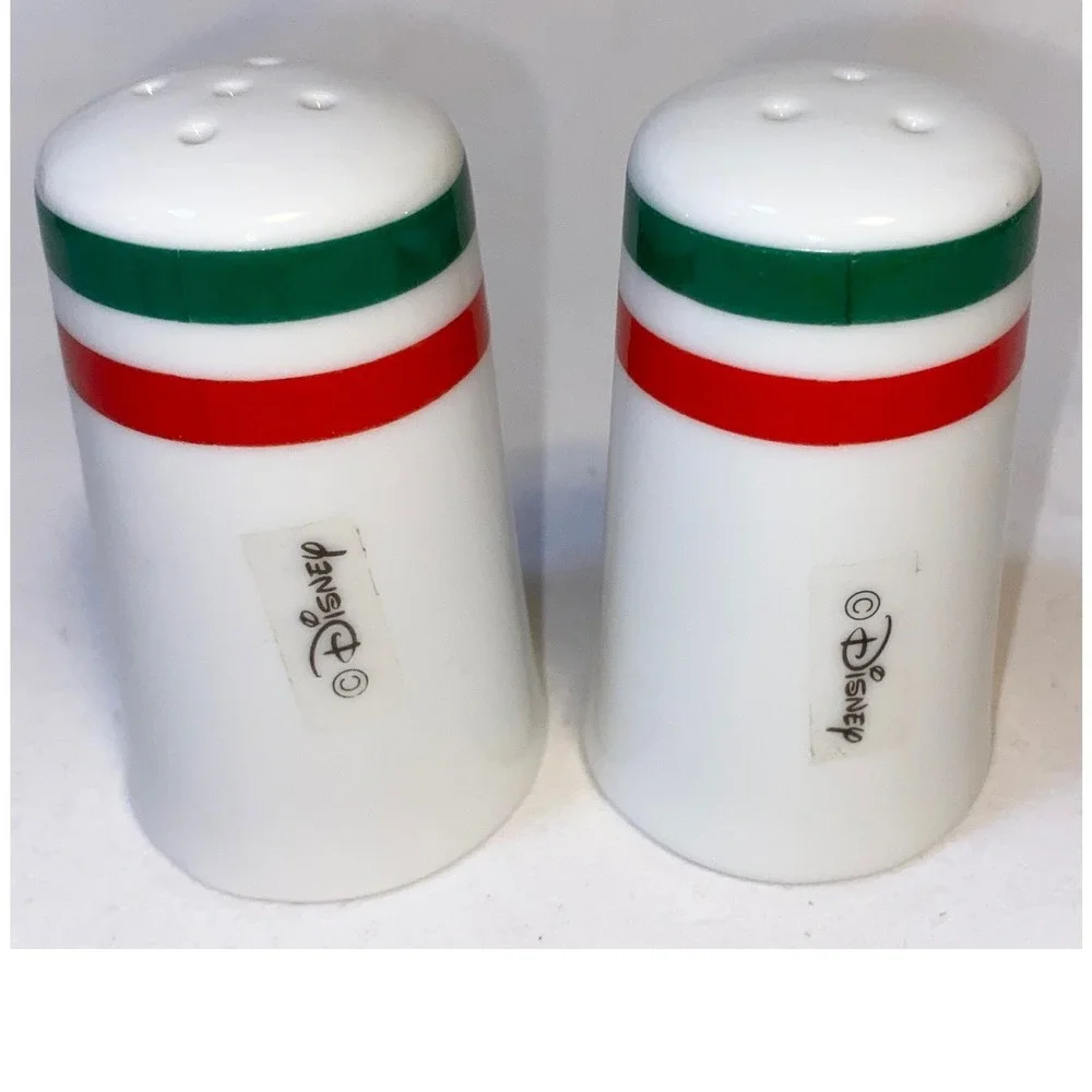 VNTG Disney Mickey Mouse Salt Pepper Shakers Italian Flag Colors Kitchen‎ Decor